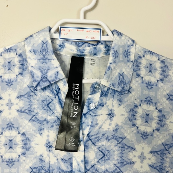 NWT Motion Blue& White Button Front Ruffle Pattern Midi Dress Women Size S - Picture 6 of 15